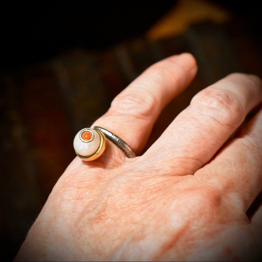 14k Gold & Sterling Pearl Ring
